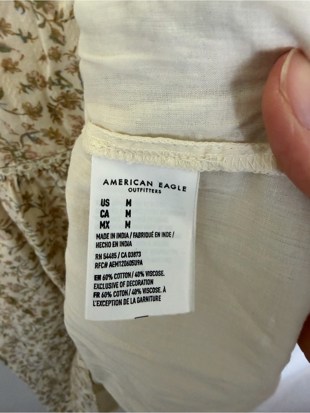 American Eagle Outfitters Cream Floral Puff Sleeve Mini Dress - Picture 4 of 5